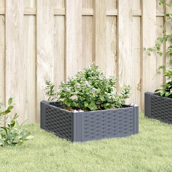 Kékszürke PP kerti virágláda cövekekkel 42,5 x 42,5 x 28,5 cm