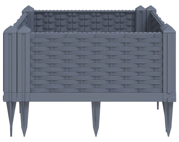Kékszürke PP kerti virágláda cövekekkel 42,5 x 42,5 x 28,5 cm