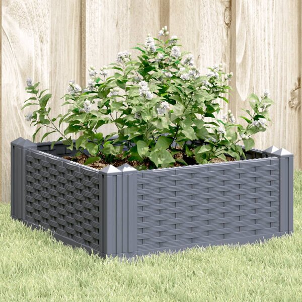 Kékszürke PP kerti virágláda cövekekkel 42,5 x 42,5 x 28,5 cm