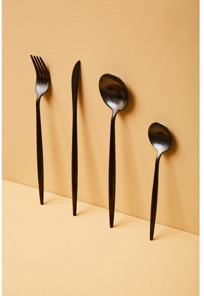 Fekete rozsdamentes acél evőeszköz készlet 16 db-os Modern retro – Premier Housewares