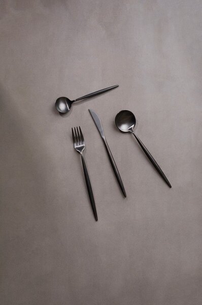 Fekete rozsdamentes acél evőeszköz készlet 16 db-os Modern retro – Premier Housewares