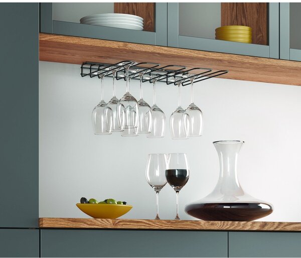 Wine Glass fekete fali borospohár tartó - Metaltex