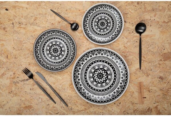 Fekete rozsdamentes acél evőeszköz készlet 16 db-os Modern retro – Premier Housewares