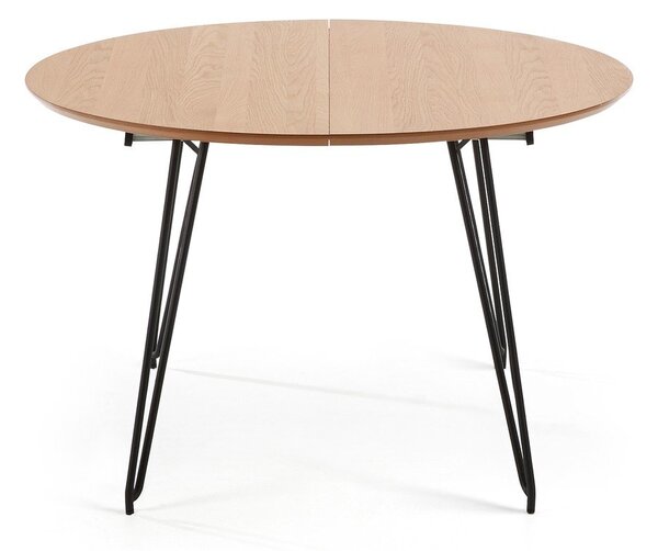 Novaks bővíthető étkezőasztal tölgyfa dekoros asztallappal, ø 120 cm - Kave Home