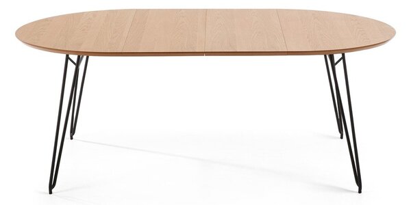 Novaks bővíthető étkezőasztal tölgyfa dekoros asztallappal, ø 120 cm - Kave Home