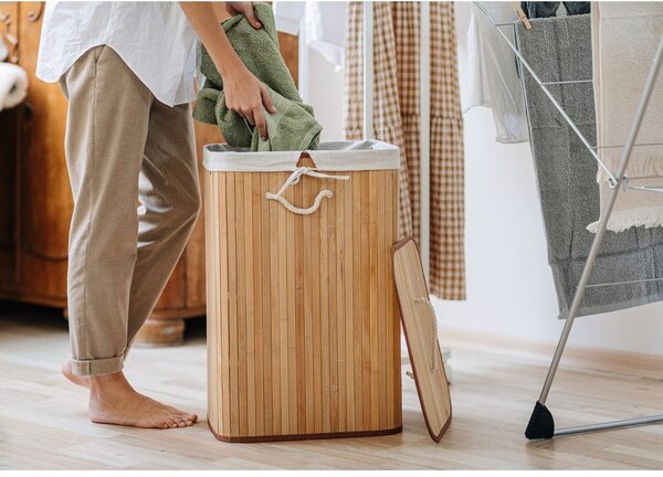 Natúr színű bambusz szennyeskosár 78 l Bamboo – Compactor