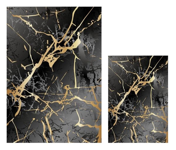 Fekete-aranyszínű fürdőszobai kilépő szett 2 db-os 60x100 cm Cracks – Mila Home