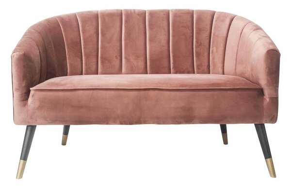 Time for home Régi rózsaszín bársony kétüléses kanapé Shana 128 cm