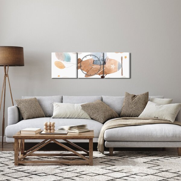 Kép - Akvarell elefánt egy repülőgépen (órával) (90x30 cm)