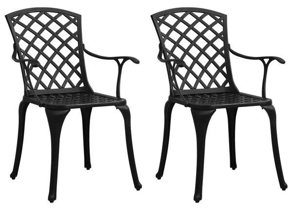 VidaXL 2 db fekete öntött alumínium kerti szék