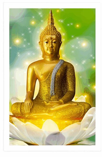 Poszter arany Buddha lótuszvirágon