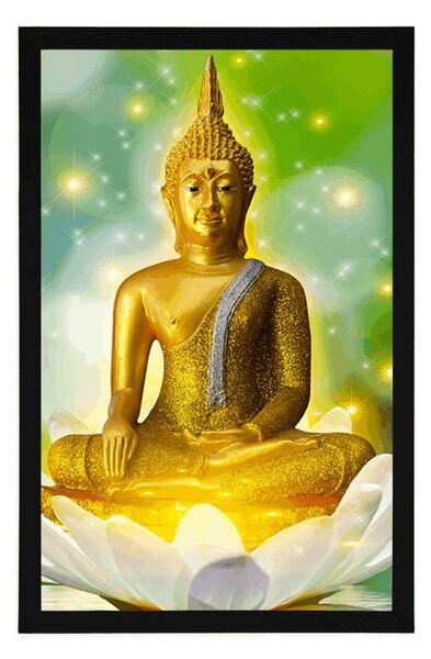 Poszter arany Buddha lótuszvirágon