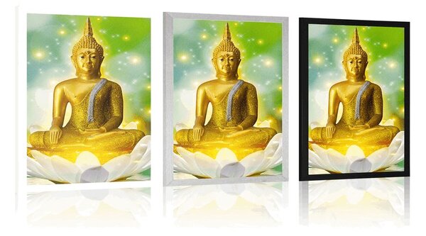 Poszter arany Buddha lótuszvirágon