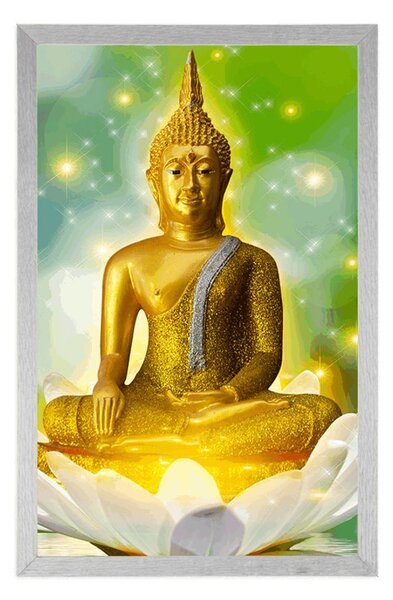 Poszter arany Buddha lótuszvirágon