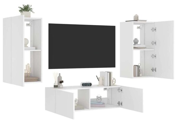 VidaXL 3 darab fehér falra szerelhető TV-szekrény LED-del