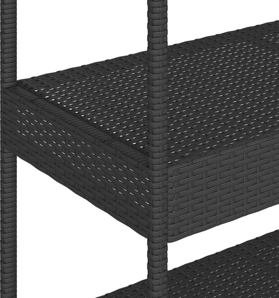 3 szintes fekete polyrattan és tömör akácfa zsúrkocsi
