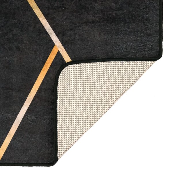 Fekete-arany mosható csúszásgátló szőnyeg 80 x 300 cm