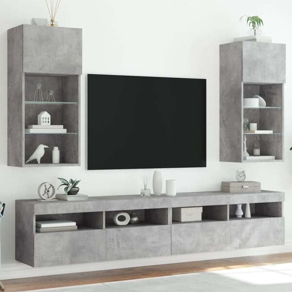 VidaXL 2 db betonszürke TV-szekrény LED-világítással 40,5 x 30 x 90 cm