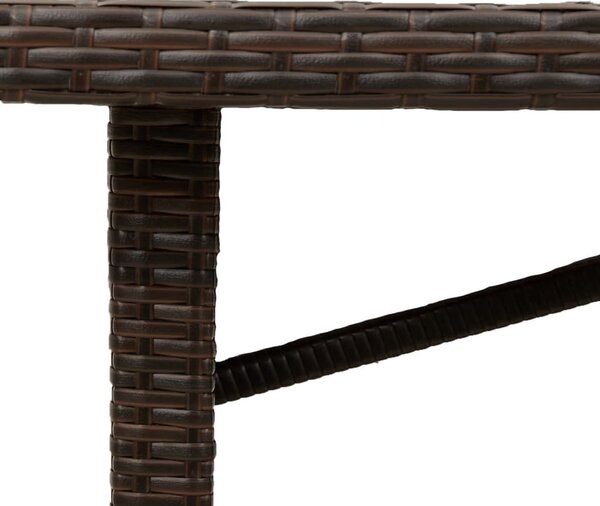 Barna polyrattan üveglapos kerti asztal 240 x 90 x 75 cm