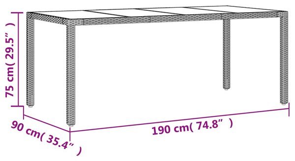 9 részes szürke polyrattan/üveg kerti étkezőgarnitúra párnával