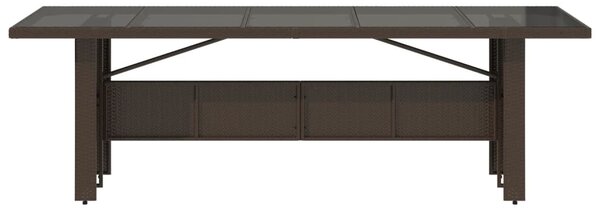 Barna polyrattan üveglapos kerti asztal 240 x 90 x 75 cm