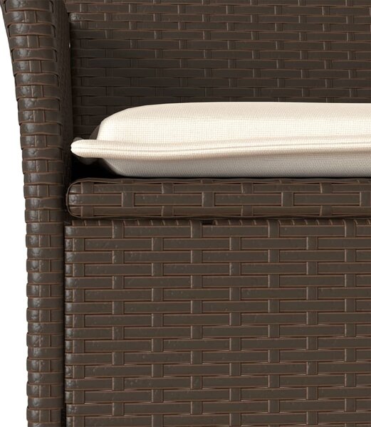 2 db barna polyrattan kerti szék párnával