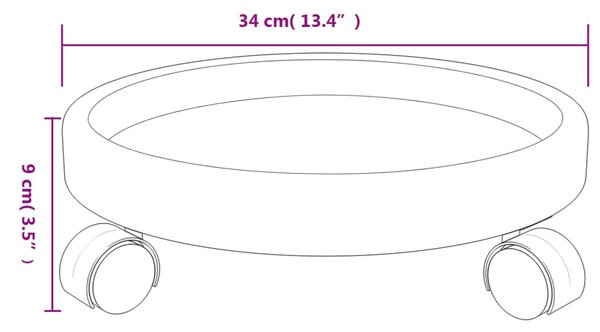 VidaXL 2 db szürke kerekes virágtartó átmérő 34 cm 35 kg