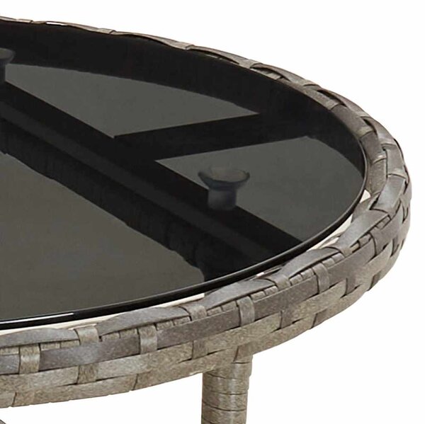 5 részes szürke polyrattan/üveg kerti étkezőgarnitúra párnával