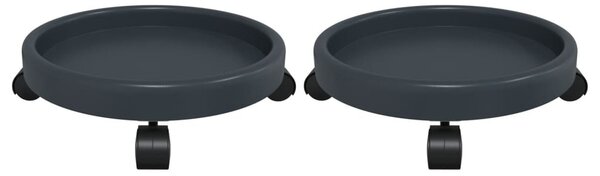 VidaXL 2 db szürke kerekes virágtartó átmérő 34 cm 35 kg