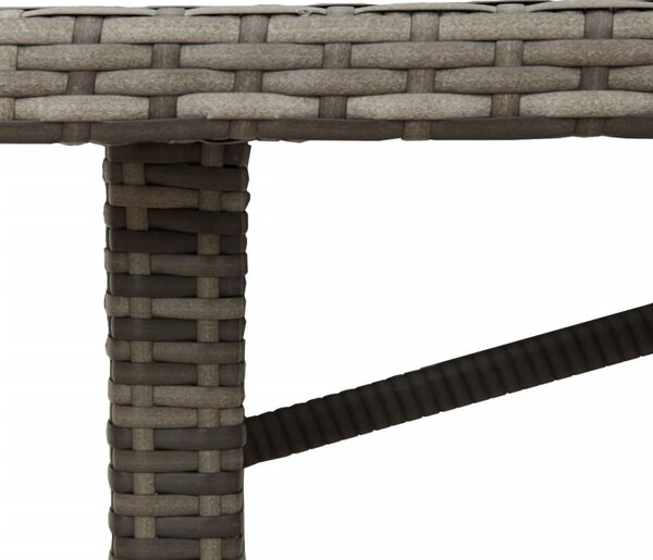 Szürke polyrattan kerti asztal akácfa lappal 190 x 80 x 75 cm