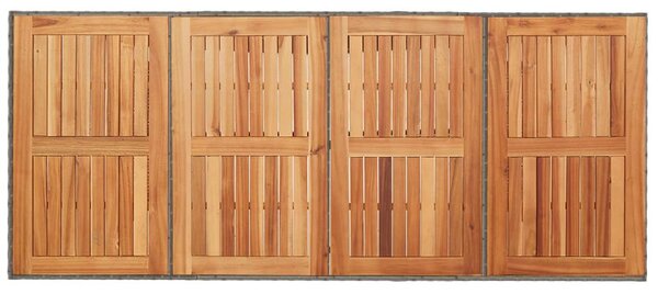 Szürke polyrattan kerti asztal akácfa lappal 190 x 80 x 75 cm
