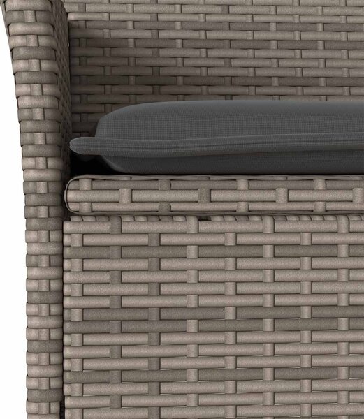 5 részes szürke polyrattan/üveg kerti étkezőgarnitúra párnával