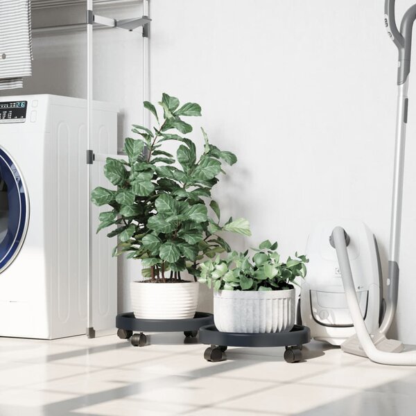 VidaXL 2 db szürke kerekes virágtartó átmérő 34 cm 35 kg