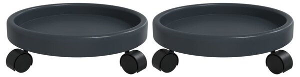 VidaXL 2 db szürke kerekes virágtartó átmérő 34 cm 35 kg