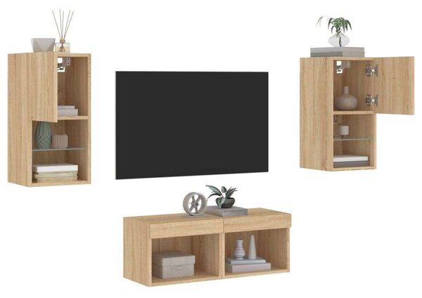 VidaXL Sonoma Tölgy Falra Szerelhető TV Szekrény Szett - 4 db