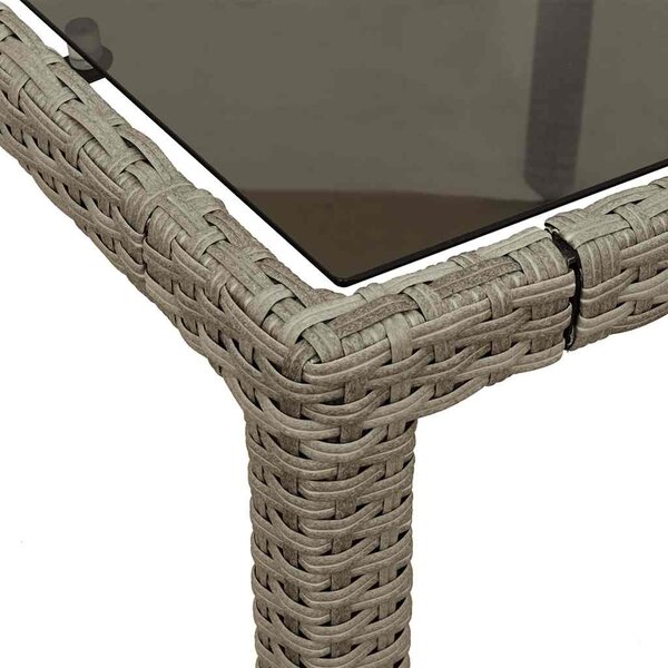 5 részes szürke polyrattan/üveg kerti étkezőgarnitúra párnával