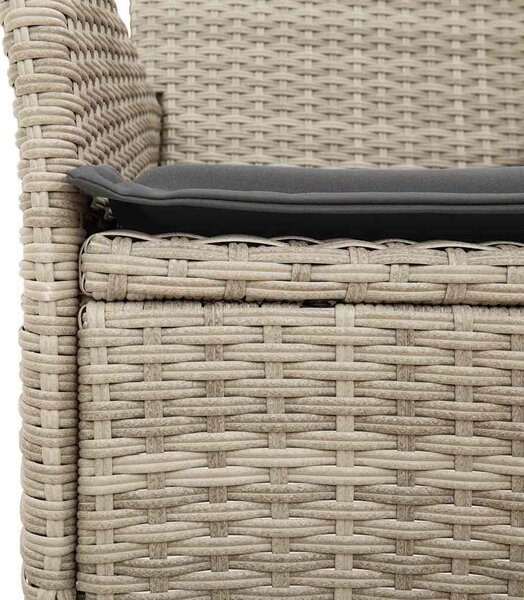 9 részes szürke polyrattan/üveg kerti étkezőgarnitúra párnákkal