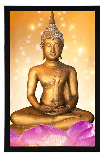 Poszter Buddha szobor lótusz virágon
