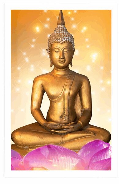 Poszter Buddha szobor lótusz virágon