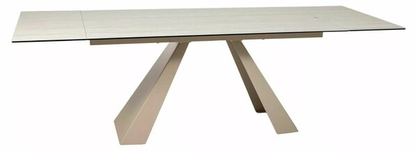 Salvadore Ceramic Bővíthető Étkezőasztal Edzett Üveg Kerámia Travertine Bézs Matt Kasmír