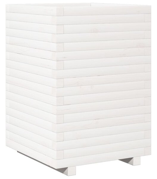 Fehér tömör fenyő virágláda 50x50x72 cm