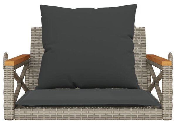 Szürke polyrattan hintapad párnákkal 63 x 62 x 40 cm