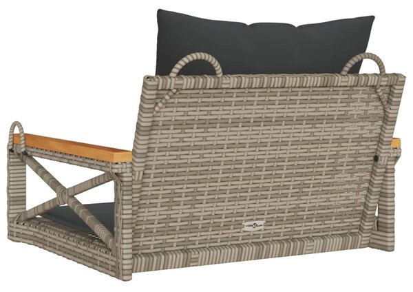 Szürke polyrattan hintapad párnákkal 63 x 62 x 40 cm