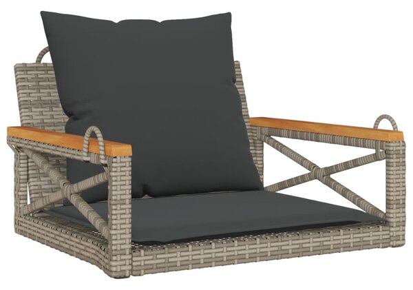 Szürke polyrattan hintapad párnákkal 63 x 62 x 40 cm