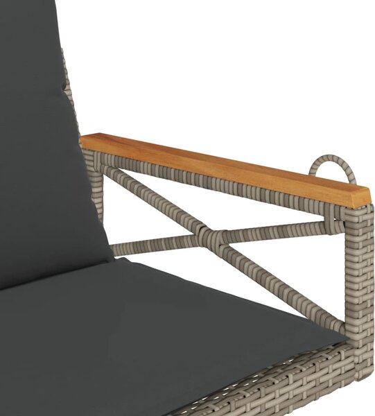 Szürke polyrattan hintapad párnákkal 63 x 62 x 40 cm