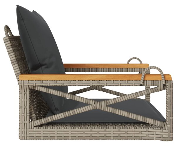 Szürke polyrattan hintapad párnákkal 63 x 62 x 40 cm