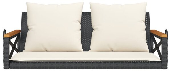 Fekete polyrattan hintapad párnákkal 109 x 62 x 40 cm