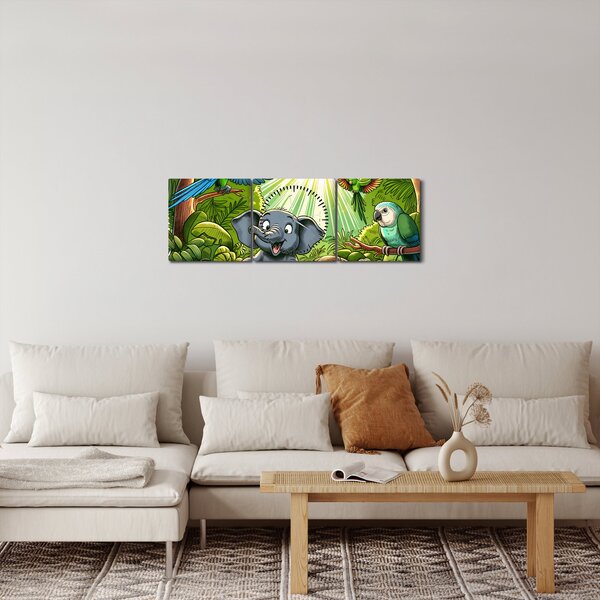 Kép - Vidám állatkák (órával) (90x30 cm)