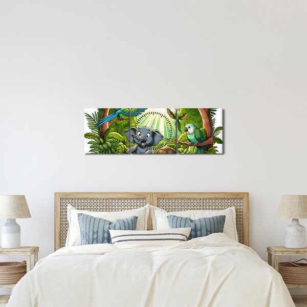 Kép - Vidám állatkák (órával) (90x30 cm)
