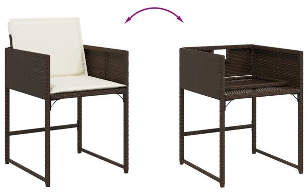 4 db barna polyrattan kerti szék párnával